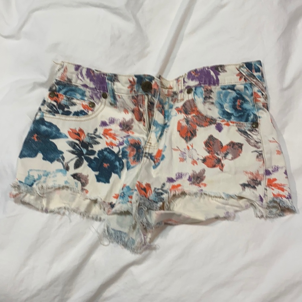 Free people flower Jean shorts